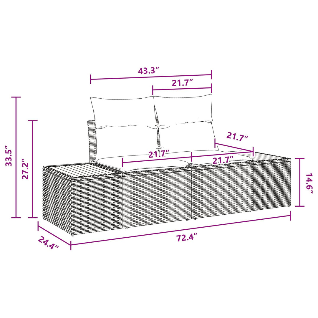 Have Sofa Sæt Sæt af 5 Sort, Beige Rattan, Polyester puder