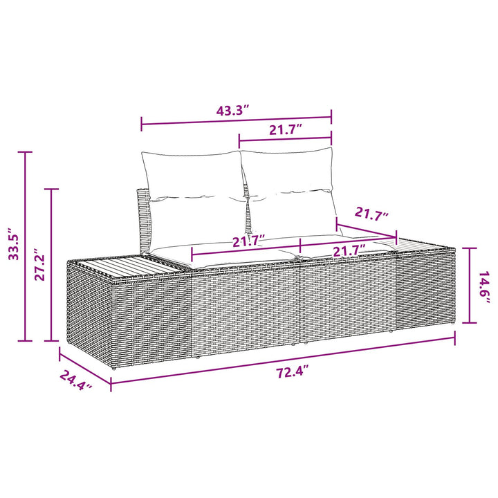 Have Sofa Sæt Sæt af 5 Sort, Beige Rattan, Polyester puder