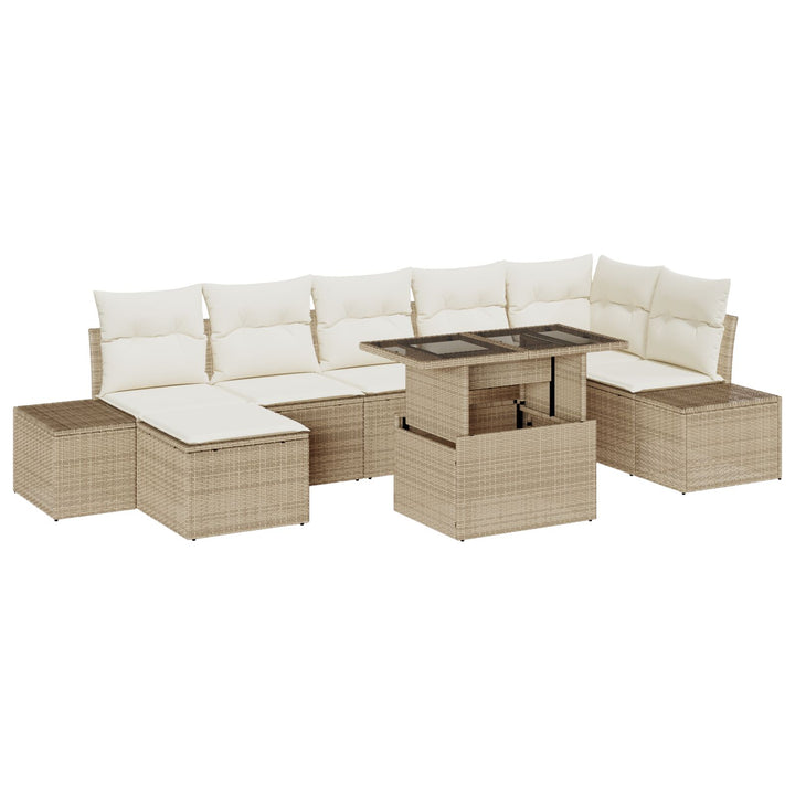 Have Sofa Sæt Sæt med 8 Beige Rattan, Polyester, Glas