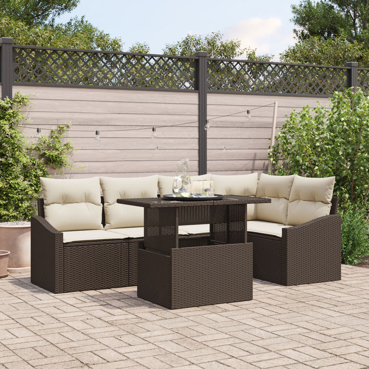 Havesofa sæt Sæt af 6 Brun, Rattan Rattan, Polyester, Glas