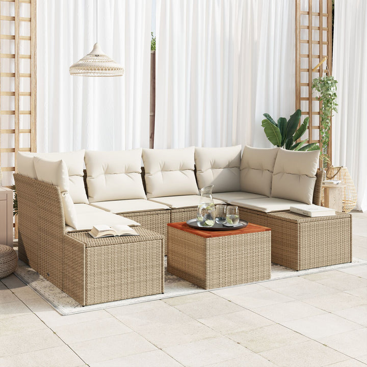 Have Sofa Sæt 7 Del Beige Poly Rattan Udendørs Sofa Sæt Nutidig
