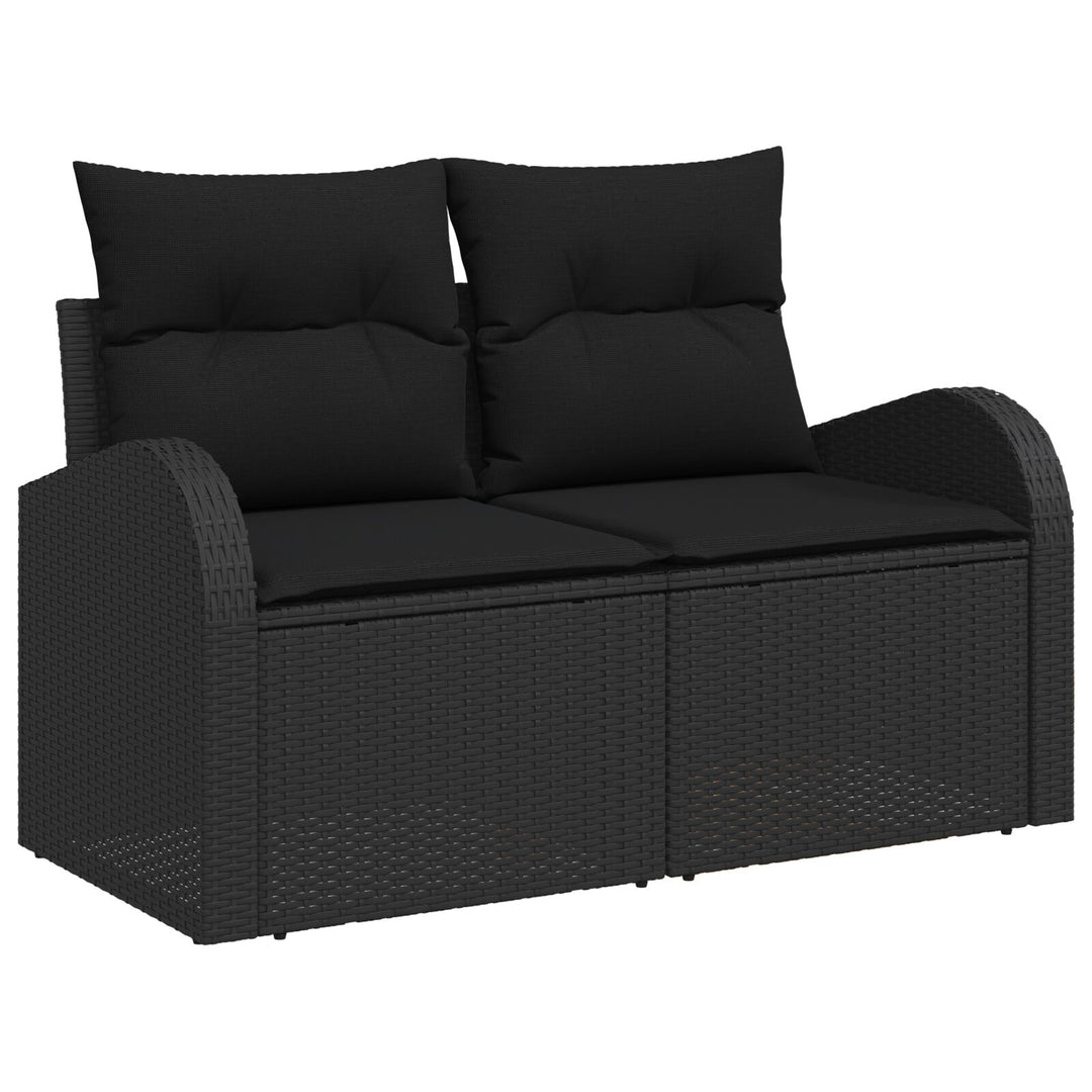 10-delt have sofa sæt med puder sort poly rattan