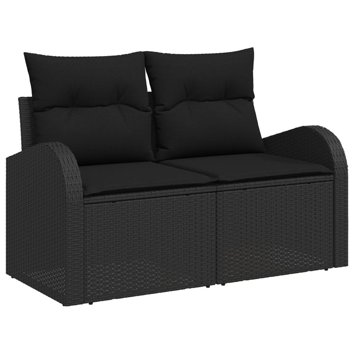 10-delt have sofa sæt med puder sort poly rattan