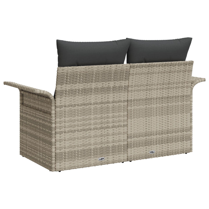 2-personers Have Sofa med opbevaring & puder Lysegrå Poly rattan