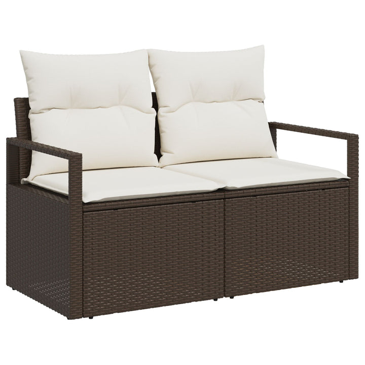 2-personers have-sofa med opbevaring og puder Brun Poly Rattan