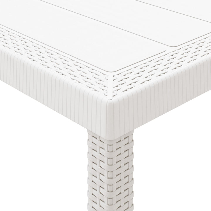 5 Deles Have Spisebord Sæt med Puder Hvid Poly Rattan