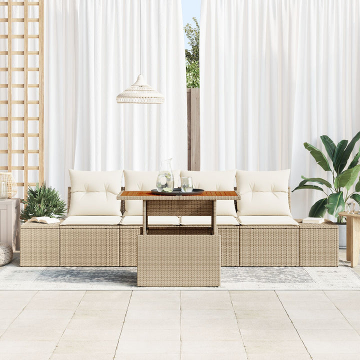 Have Sofa Sæt Sæt af 5 Beige Rattan Udendørs Møbler Rektangulær