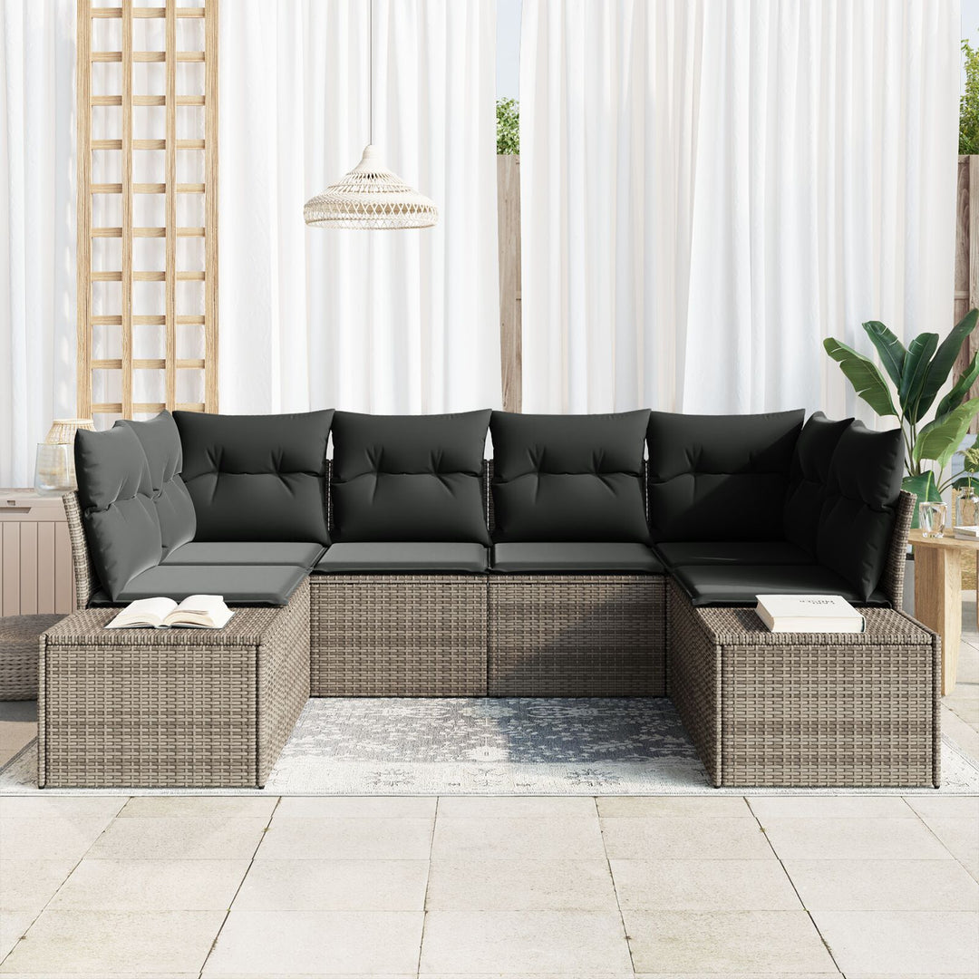 HAVE SOFA SÆT 6 dele Grå Rattan Have sofa sæt Rektangulær