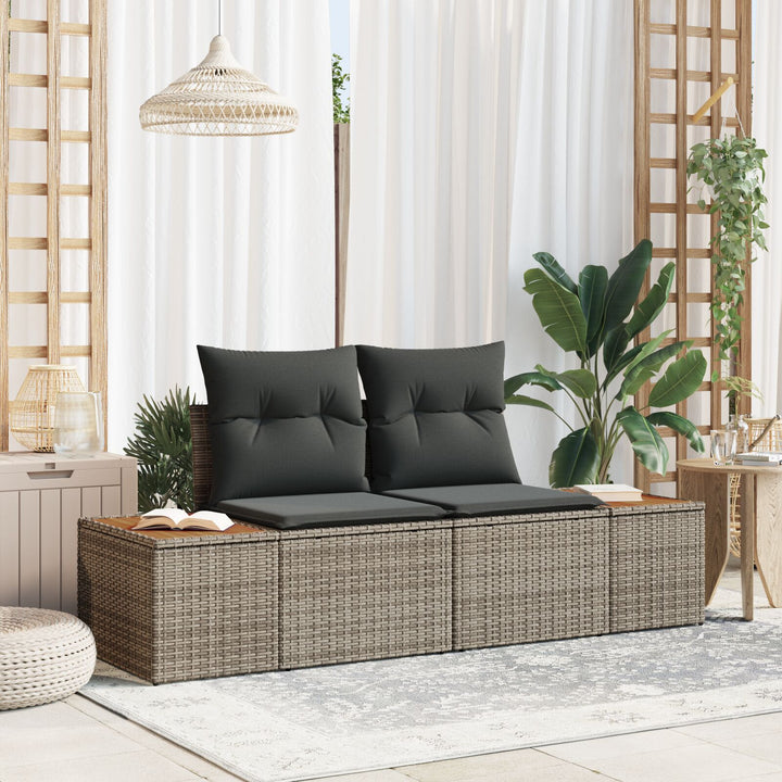2-personers have sofa med puder Grå Poly Rattan