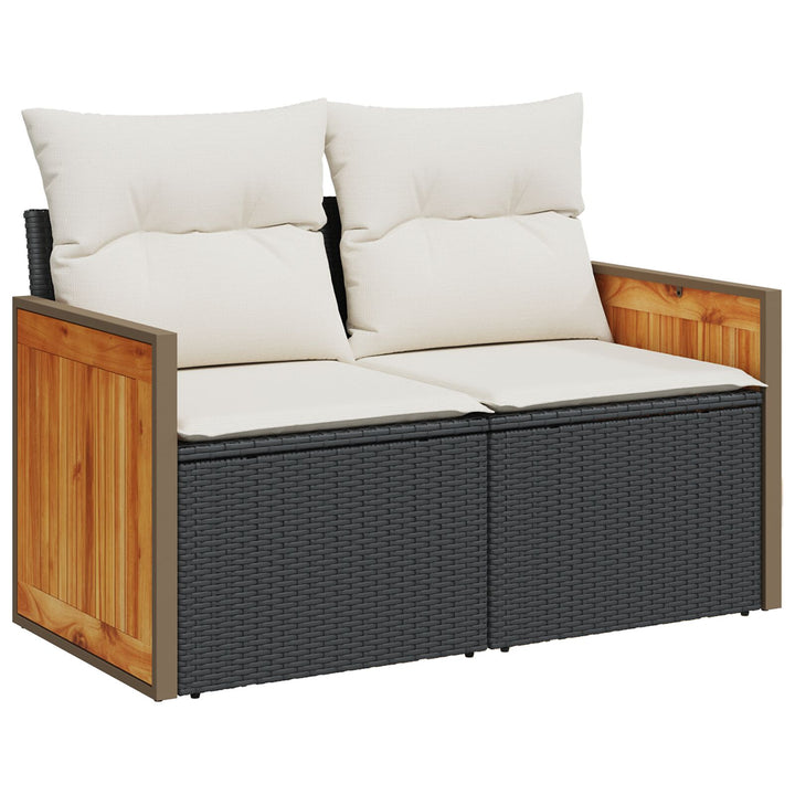 11-delt havensofa sæt med puder sort polyrattan akacietræ, vidaXL 2-personers havensofa med puder sort polyrattan, vidaXL 3-delt havemøbel sæt med puder sort polyrattan akacietræ