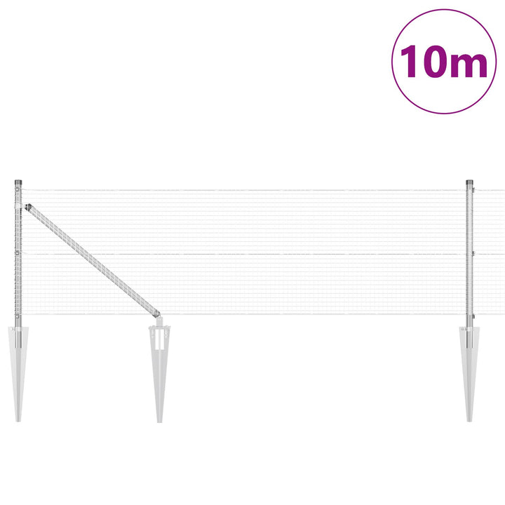 svejsede trådgitter med 7 spike posts 0.6x10 m galvaniseret stål