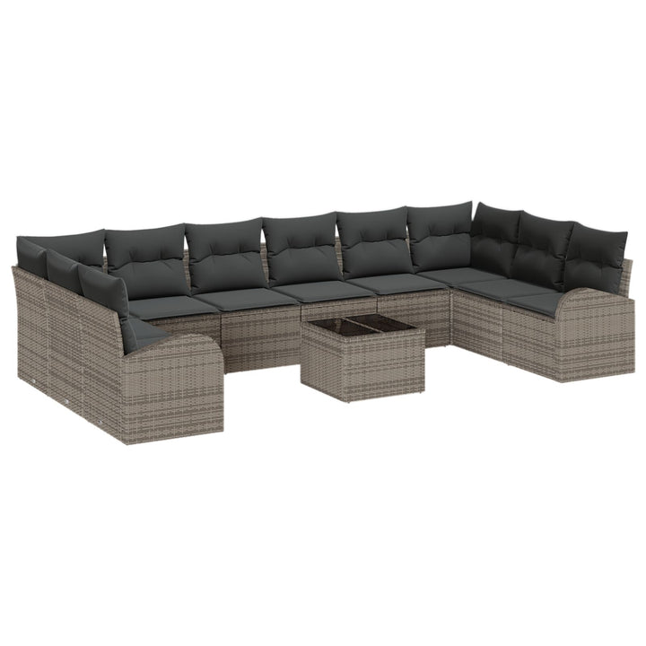 10 Delt Have Sofa Sæt med Puder Sort Poly Rattan