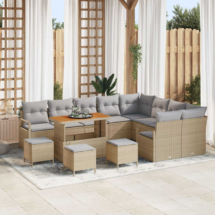 13 Delers Have Sofa Sæt med Puder Beige Poly Rattan Akacietræ, vidaXL 2-Sæders Have Sofa med Opbevaring & Puder Beige Poly Rattan, vidaXL 4 Delt Have Spisetøj Sæt med Puder Beige Poly Rattan Akacietræ
