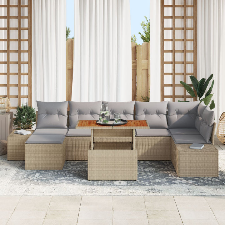 havensofa sæt Sæt af 8 Beige, grå Flet, metalramme, polyesterpude