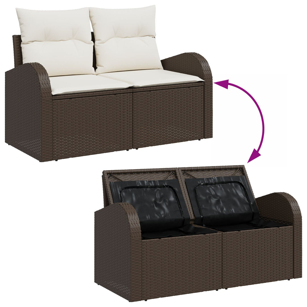 2-personers Have Sofa med Opbevaring & Puder Brun Poly Rattan