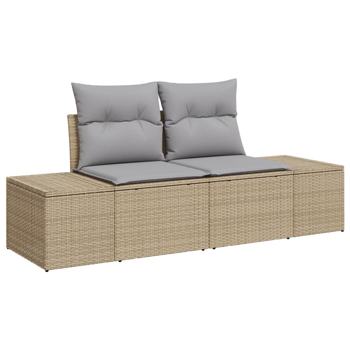 Have Sofa Sæt Sæt af 9 Grå, Beige Poly Rattan Have Sofa Sæt