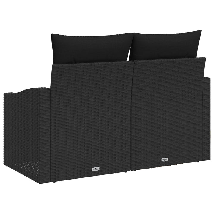 2-personers have-sofa med opbevaring og puder sort poly rattan