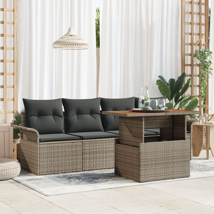 Have Sofa Sæt 5-delt Sæt Grå Poly Rattan og Stål Udendørs sæde