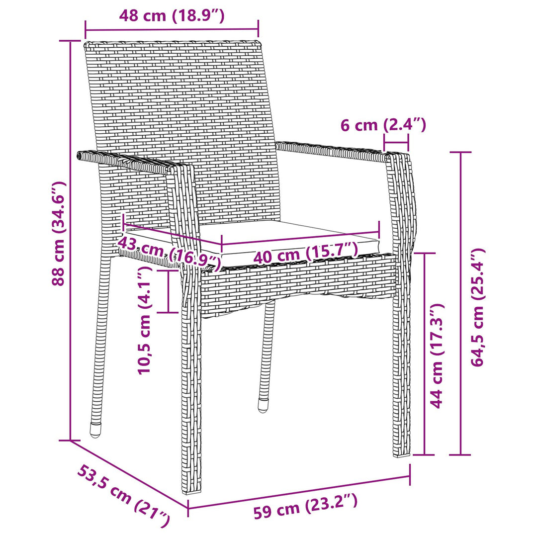 5-delt Havemiddags Sæt med Puder Sort Polyrattan