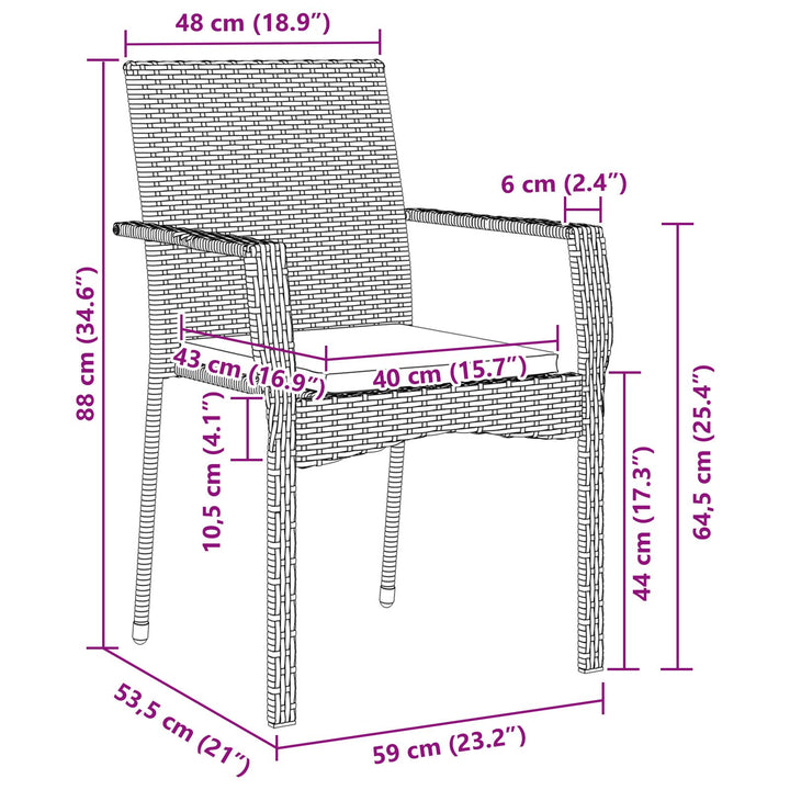 5-delt Havemiddags Sæt med Puder Sort Polyrattan