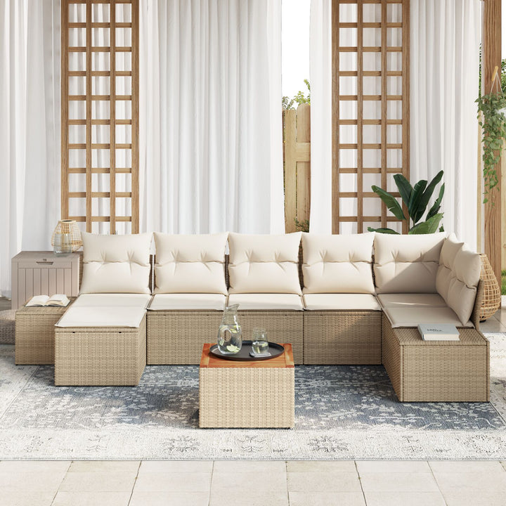 Have Sofa Sæt 8 Stk Beige og Creme Poly Rattan Stor Modulær