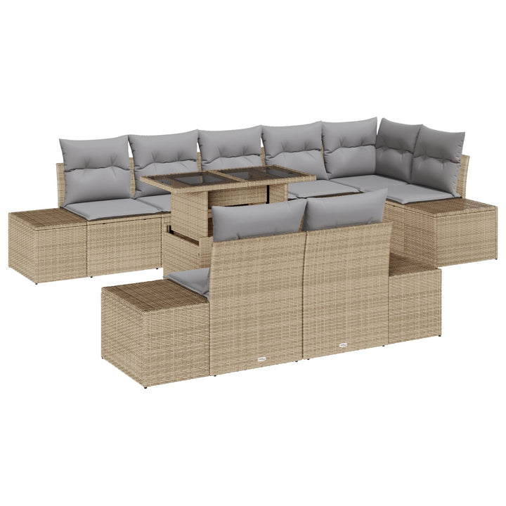 Havesofa Sæt  Sæt af 9 Grå og beige Rattan og polyester