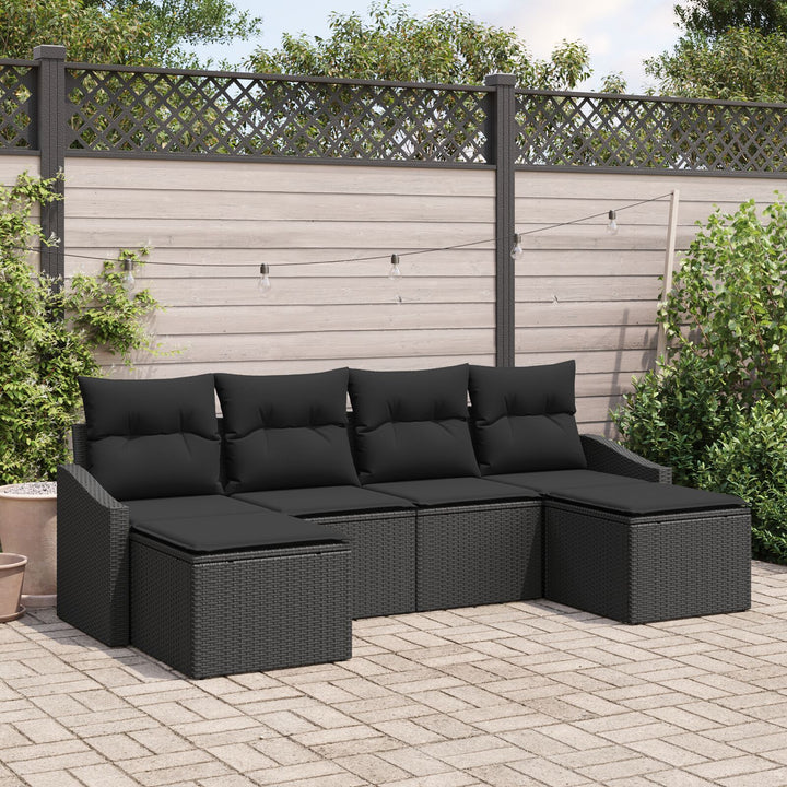 Have Sofa Sæt Sæt af 6 Sort Poly Rattan Udendørs Møbler