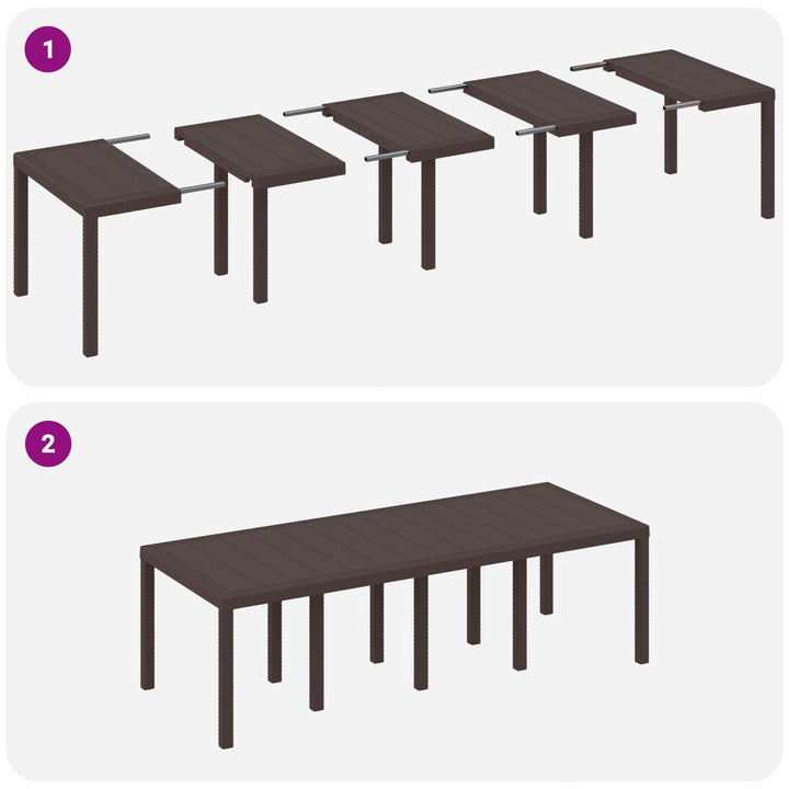 9 Delers Have Spisebord Sæt Brun Poly Rattan