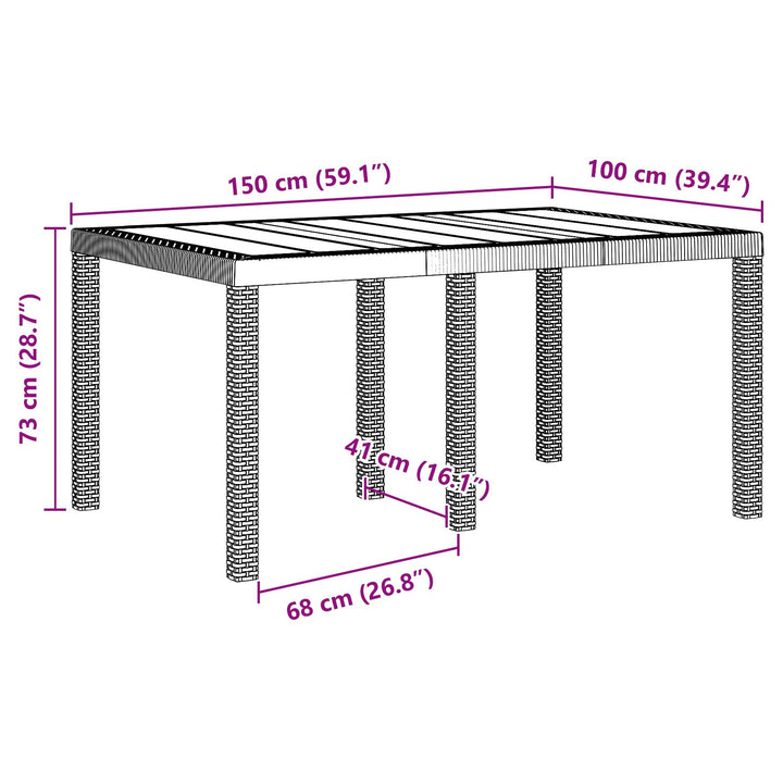 7 dele Have spisebord Anthracite Poly Rattan