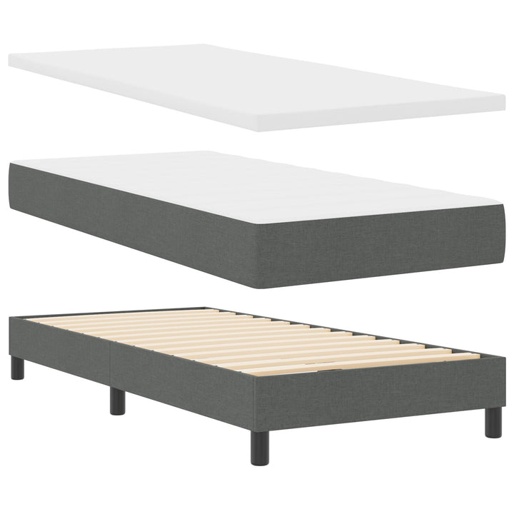 Sengestel med Madras Grå Stof 100 x 200 cm Box Spring Seng
