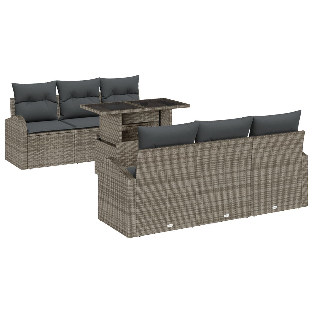 Have Sofa Sæt Sæt af 7 Brun, Grå Poly Rattan, Olefin Stof