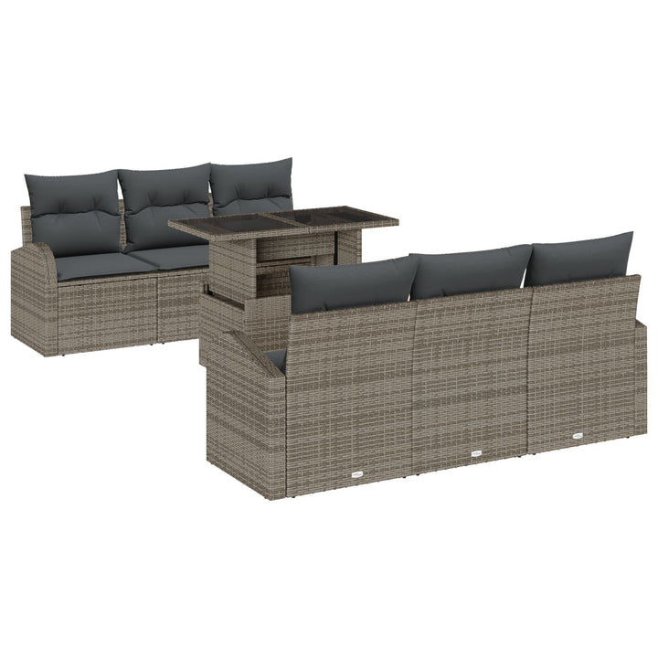 Have Sofa Sæt Sæt af 7 Brun, Grå Poly Rattan, Olefin Stof