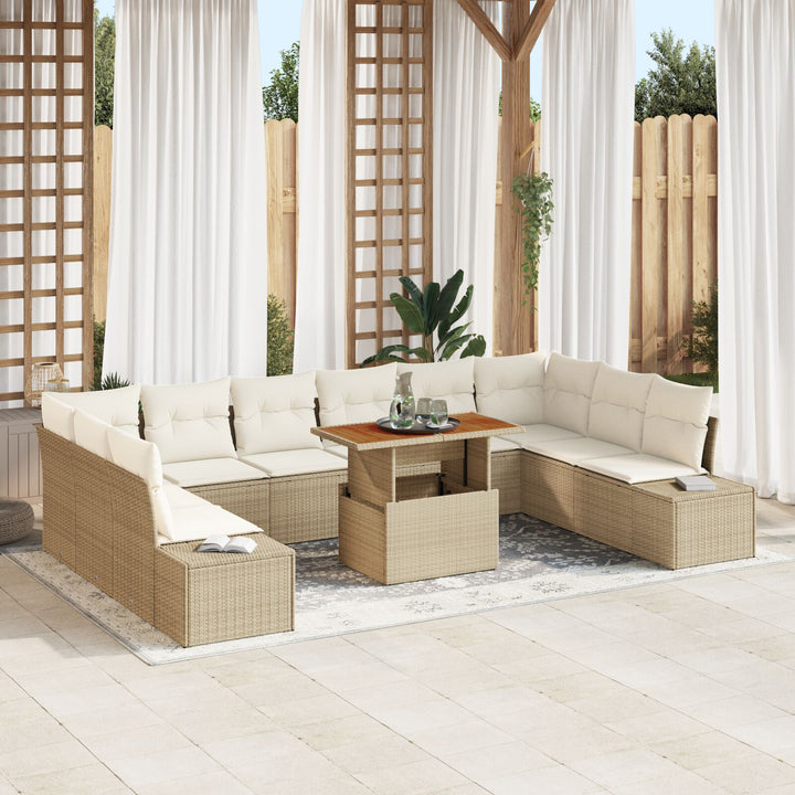 11 dele have sofa sæt med puder beige poly rattan
