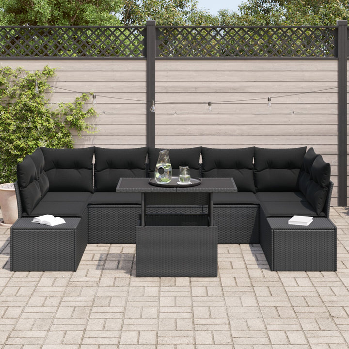 Havemøbel Sæt 8 dele Mørkegrå Poly Rattan Udendørs Sofa