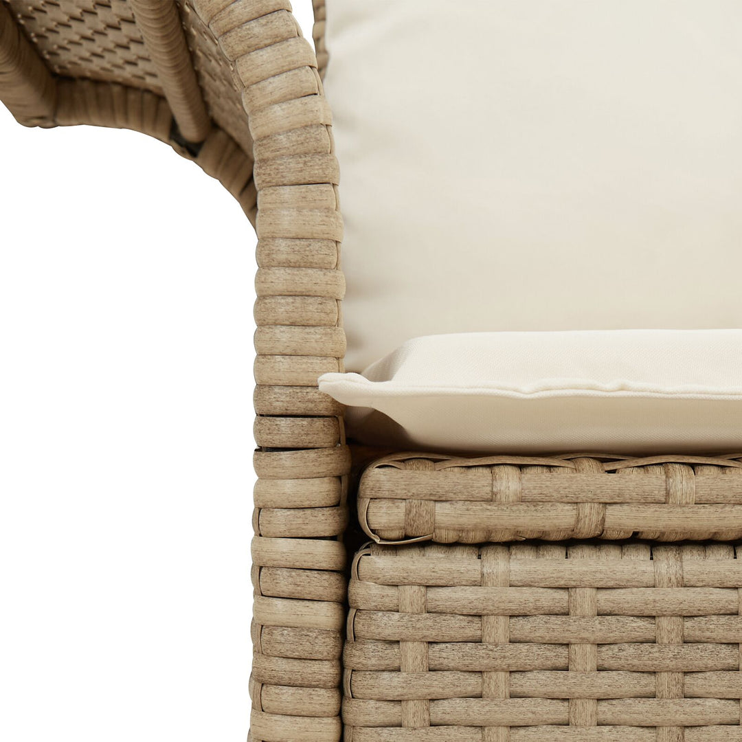 2-personers Have Sofa med Opbevaring & Puder Beige Poly Rattan