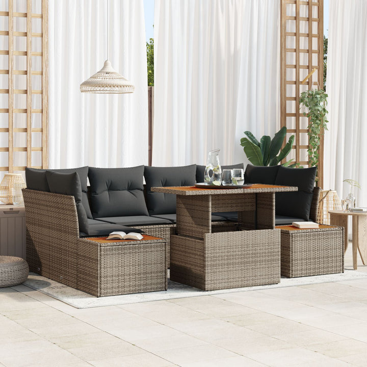 Have Sofa Sæt Sæt af 6 Grå Rattan Udendørs Spisesæt Rektangulær
