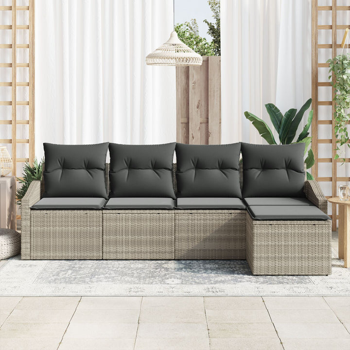 Have Sofa Sæt 5 Dels Beige Rattan, Polyester Sektionalsofa