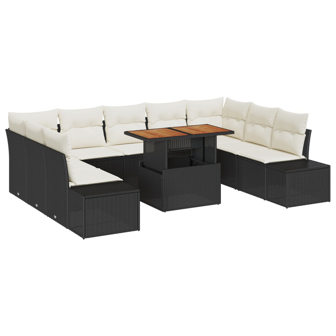 Have Sofa Sæt Sæt af 10 Creme og Sort Syntetisk Rattan, Hærdet Glas