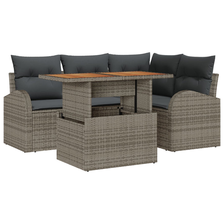 Have Sofa Sæt Sæt af 5 Grå Poly rattan, stål, stof