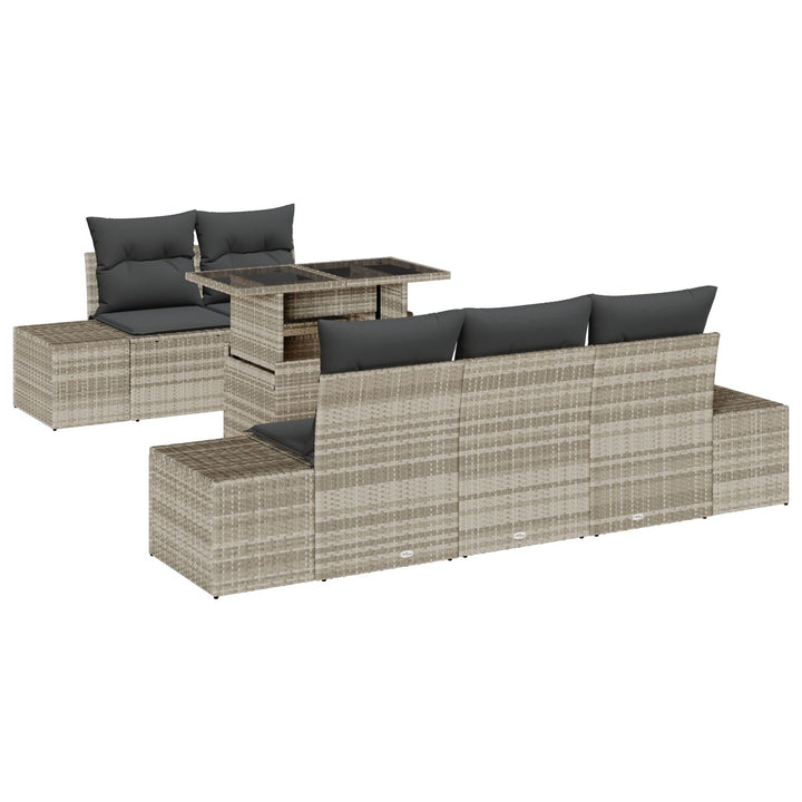 Havesofa Sæt Sæt af 6 Beige Rattan og Polyester Havesofa Sæt