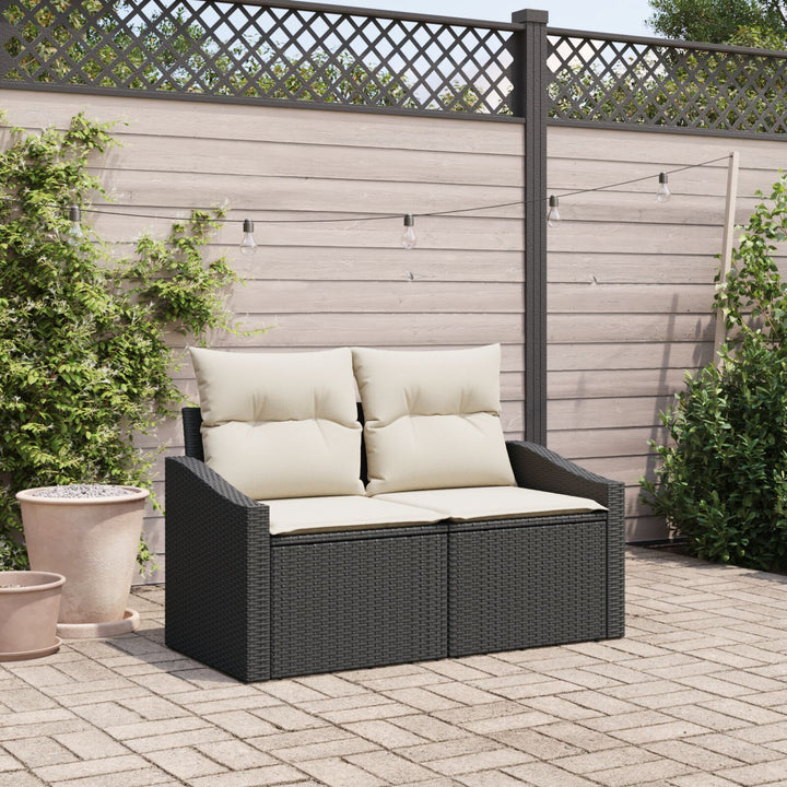 2-personers have-sofa med puder sort poly rattan