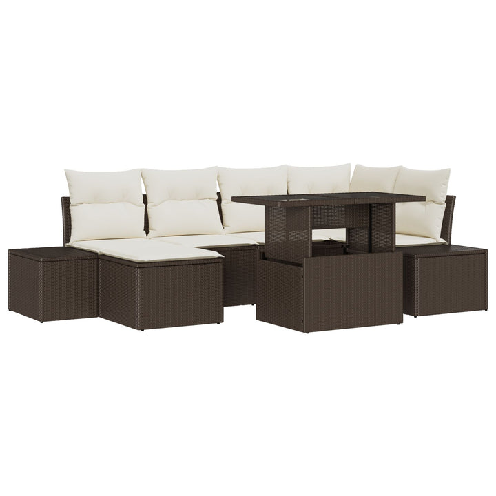 Have Sofa Sæt Sæt af 7 Beige Rattan Hjørnesofa til haven