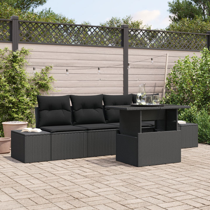Have Sofa Sæt Sæt af 5 Sort Rattan Udendørs Sofa Sæt