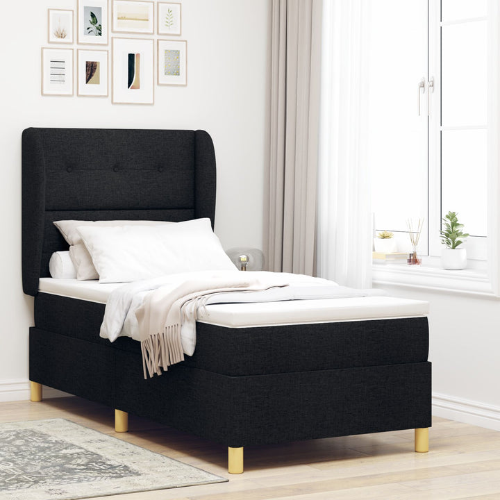 Sengestel med madras Sort Stof 90 x 190 cm Sengemadras