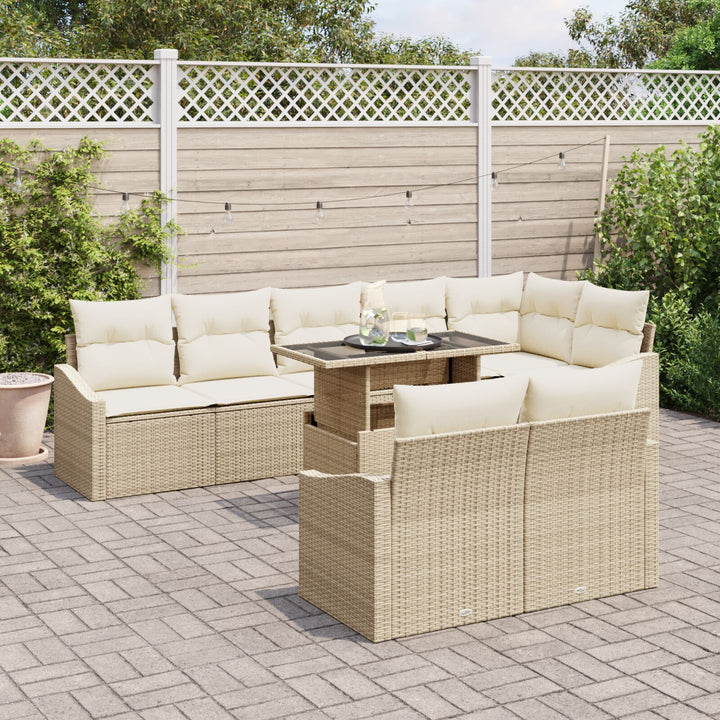 9-delt havensofa sæt med puder beige poly rattan