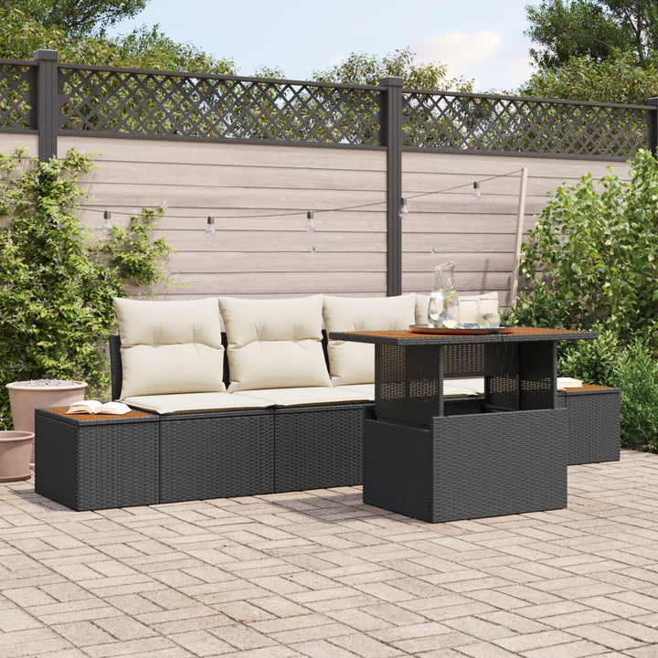 Have Sofa Sæt Sæt af 5 Sort, Beige Rattan, Polyester puder