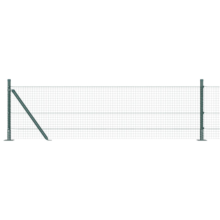 Welded Wire Fence med 13 flangerede stolper Grøn 0.4x100 m Stål