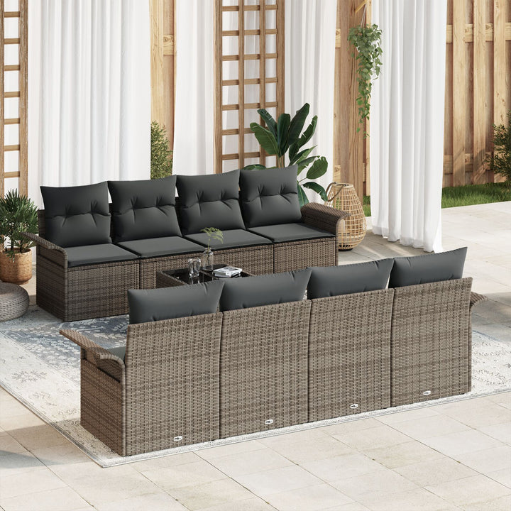 Have Sofa Sæt 7 Stk Grå Rattan, Polyester