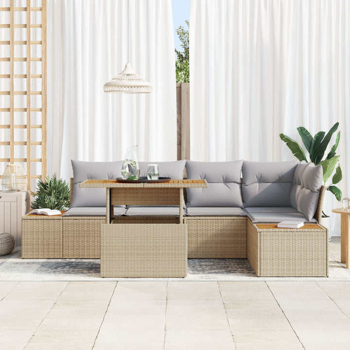Have Sofa Sæt 6 dele Beige Rattan, Polyester, Stål