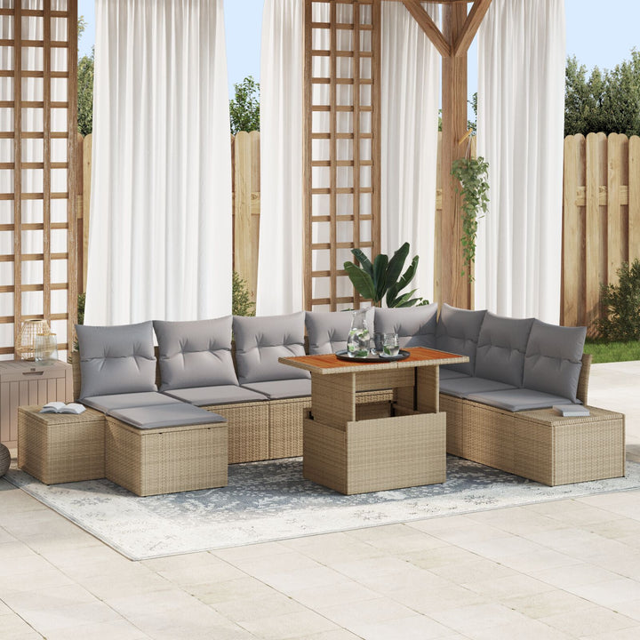 havens sofa sæt Sæt af 9 Beige og grå Rattan, Polyester